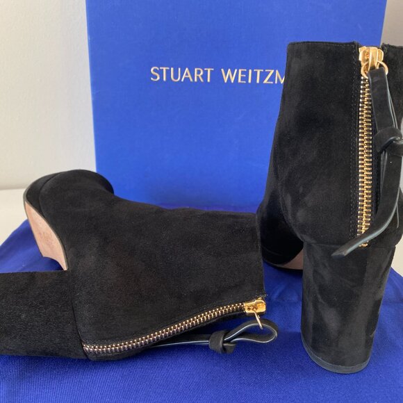 Stuart Weitzman | Martine Black Suede Booties - Size 5.5 - Made in Spain - Picture 8 of 13